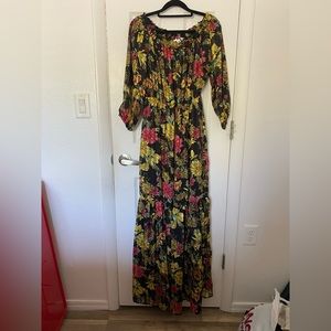 Unique Vintage, medium, black with pink and yellow floral